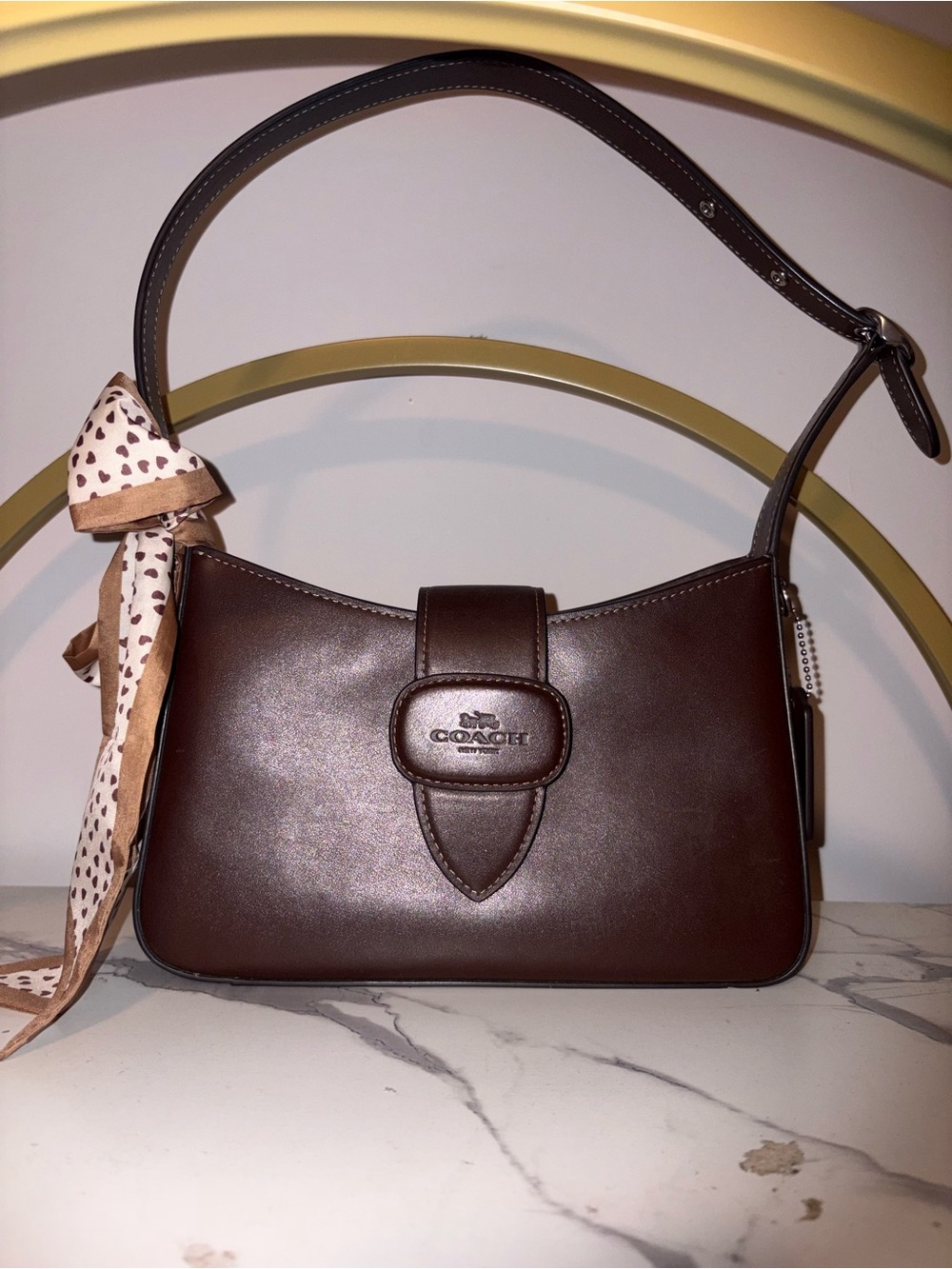 COACH Dark Brown Leather ELIZA Shoulder Bag